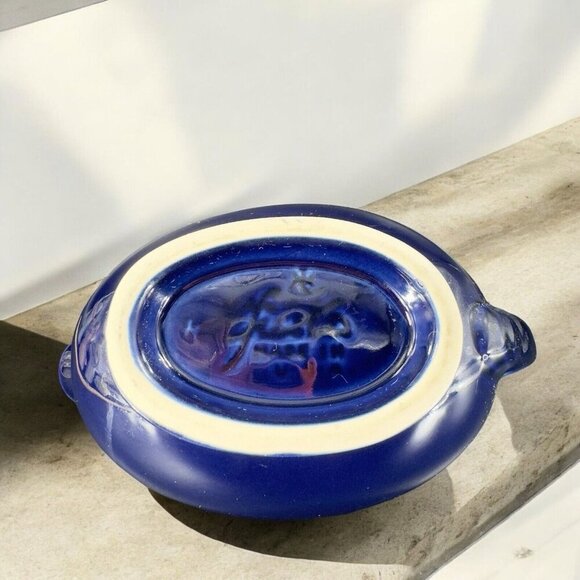 Fiesta Footed Gravy Boat Sauce Boat Cobalt Blue Vintage Ceramic Kitchenware VTG - Picture 2 of 15